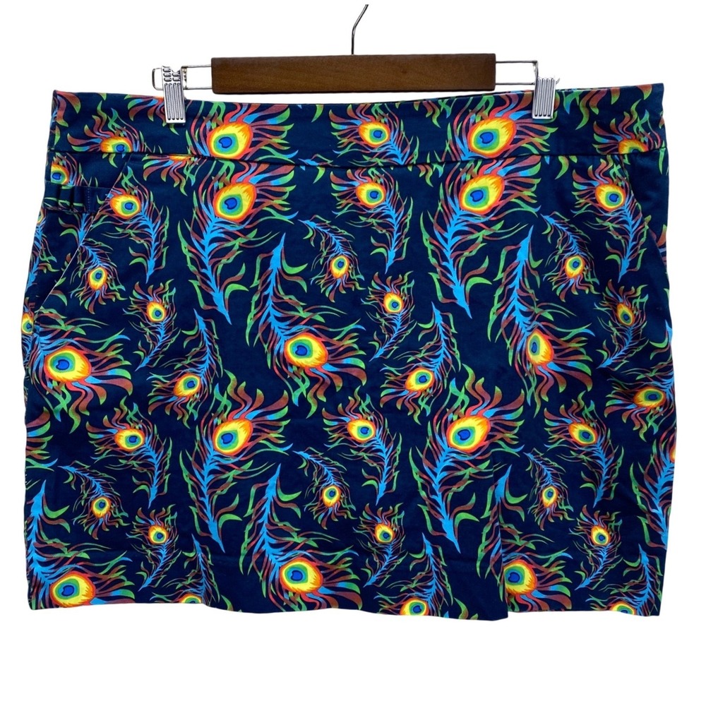 Royal & Awesome Golf Skirt Skort Womens 14 Peacock Feather Blue Activewear
